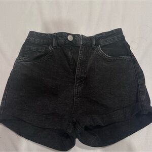 Black denim shorts